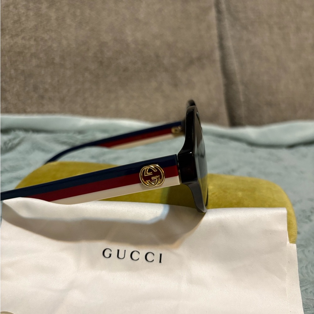Gucci Sunglasses with Red, White, and Blue Stripes